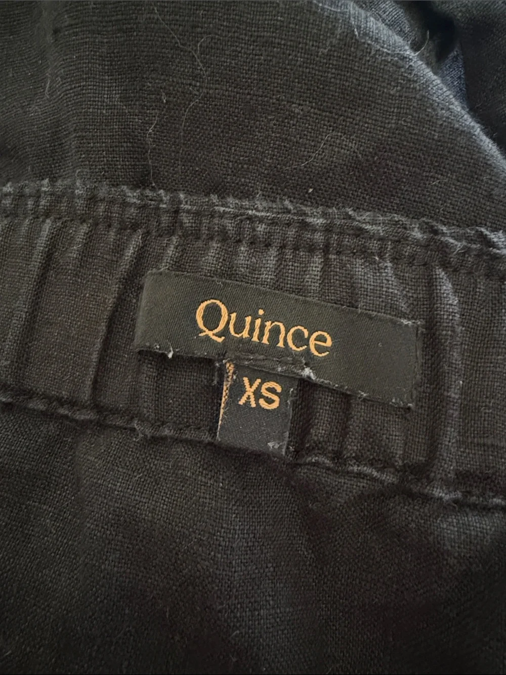 100% European linen square neck Jumpsuit black XS